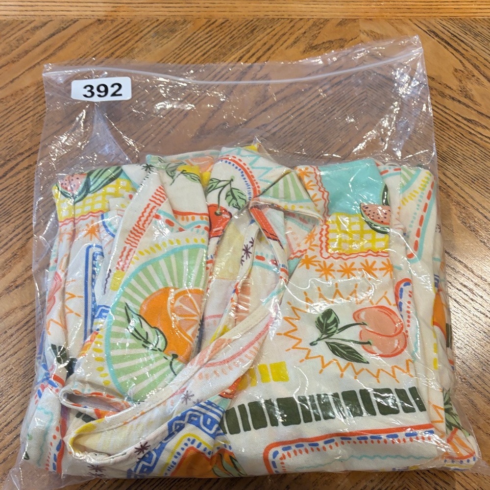 Sweet Hearts Los Angeles XL Linen Blend Colorful Fruit Print Top Vest Pant Set - Picture 16 of 16